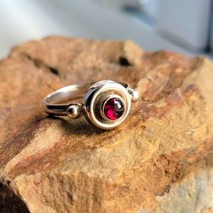 925 Sterling Silver and Pink Tourmaline Stone Ring